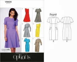 8828 EZ VOGUE LINED PRINCESS EMPIRE DRESS SLEEVES OR NOT PATTERN 14-22  A.B.C.D. UNCUT or 6-12 choice